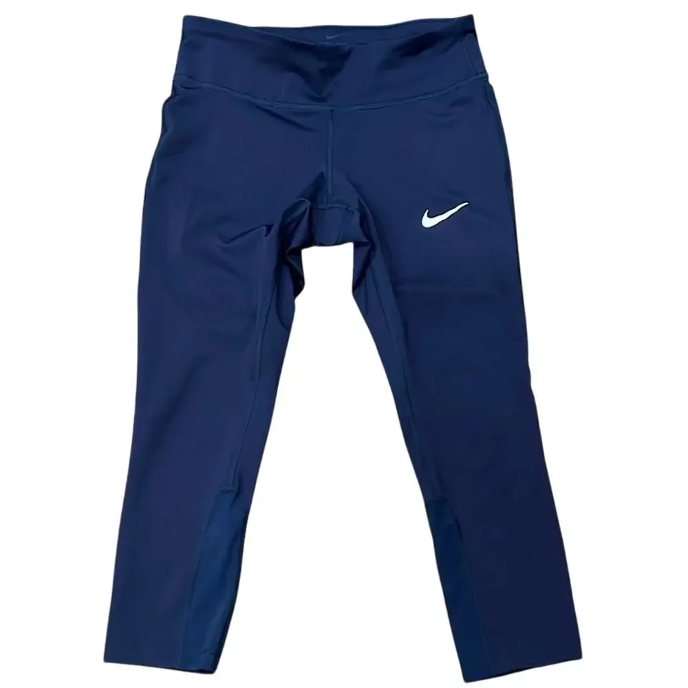Nike Women's Dri-FIT Power Essential Cropped Running Tight Dark Blue Size S